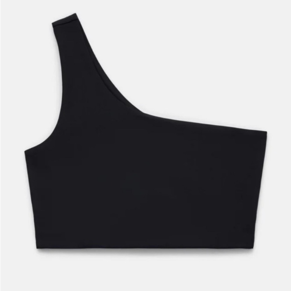 Girlfriend Collective Black One-Shoulder Sports Bra